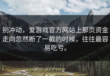 别冲动，爱游戏官方网站上那页资金走向忽然断了一截的时候，往往最容易吃亏。