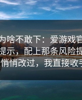 别问我为啥不敢下：爱游戏官网里那条赔率提示，配上那条风险提示像被人悄悄改过，我直接收手。