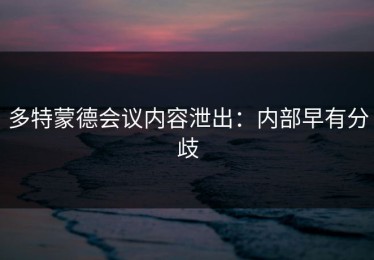 多特蒙德会议内容泄出：内部早有分歧