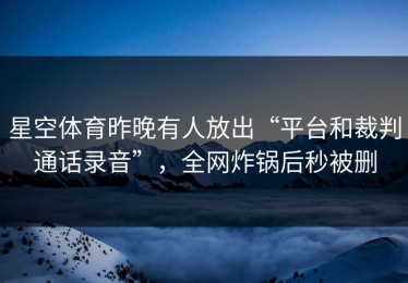 星空体育昨晚有人放出“平台和裁判通话录音”，全网炸锅后秒被删