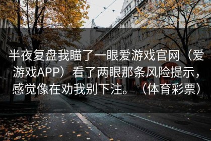 半夜复盘我瞄了一眼爱游戏官网（爱游戏APP）看了两眼那条风险提示，感觉像在劝我别下注。（体育彩票）